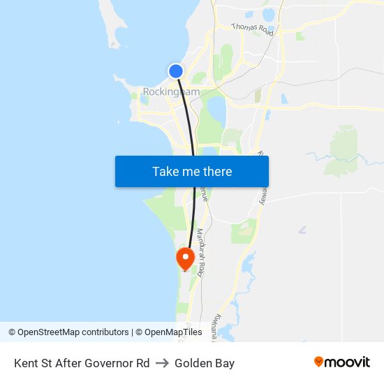 Kent St After Governor Rd to Golden Bay map