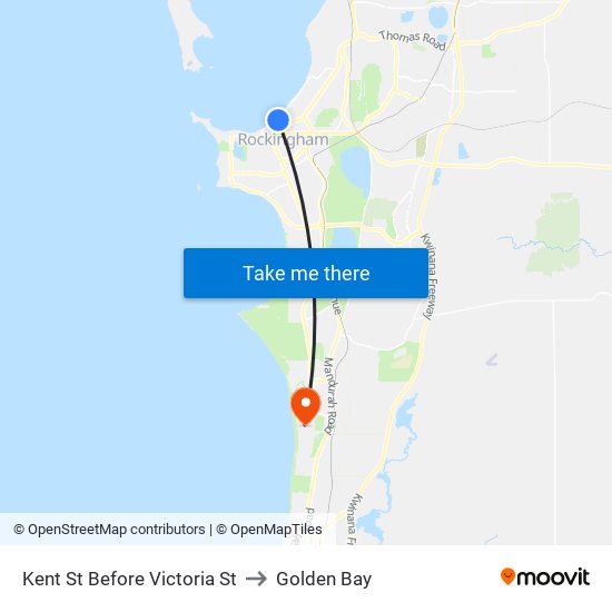 Kent St Before Victoria St to Golden Bay map