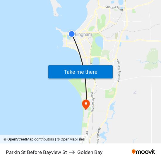 Parkin St Before Bayview St to Golden Bay map
