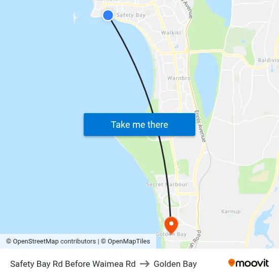 Safety Bay Rd Before Waimea Rd to Golden Bay map