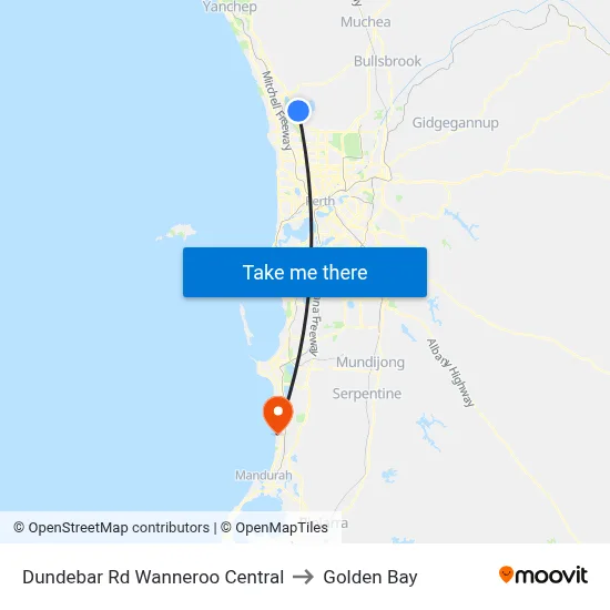 Dundebar Rd Wanneroo Central to Golden Bay map