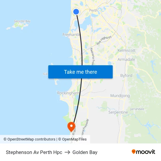 Stephenson Av Perth Hpc to Golden Bay map