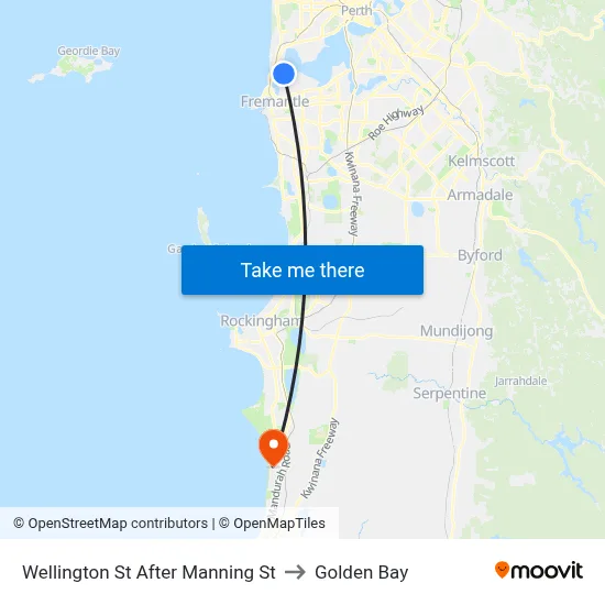 Wellington St After Manning St to Golden Bay map