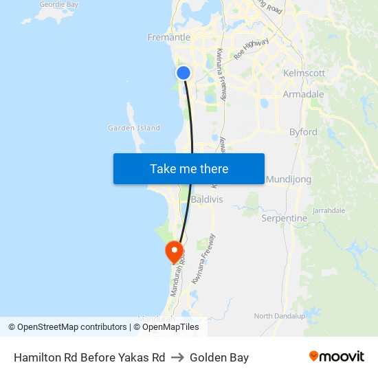 Hamilton Rd Before Yakas Rd to Golden Bay map