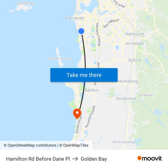 Hamilton Rd Before Dane Pl to Golden Bay map