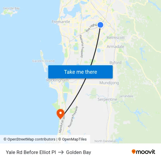 Yale Rd Before Elliot Pl to Golden Bay map