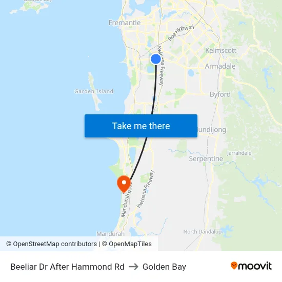 Beeliar Dr After Hammond Rd to Golden Bay map