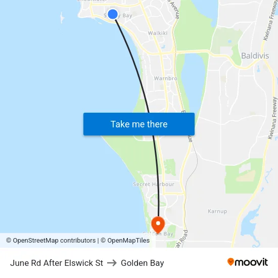 June Rd After Elswick St to Golden Bay map