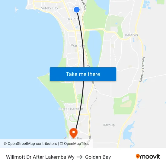 Willmott Dr After Lakemba Wy to Golden Bay map