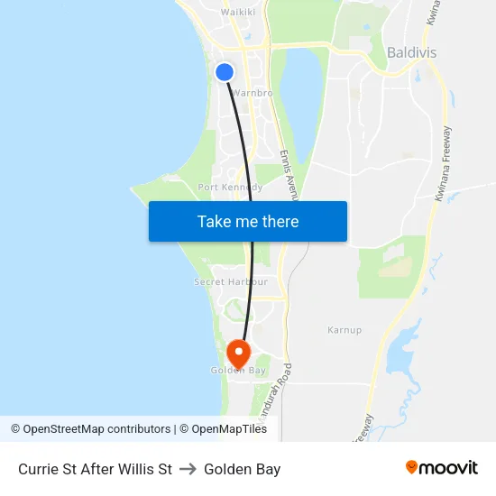 Currie St After Willis St to Golden Bay map