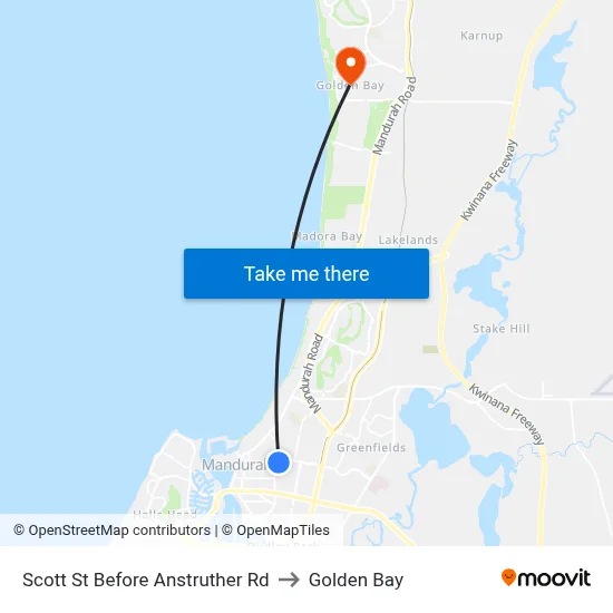Scott St Before Anstruther Rd to Golden Bay map