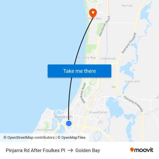 Pinjarra Rd After Foulkes Pl to Golden Bay map