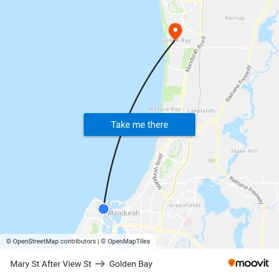 Mary St After View St to Golden Bay map