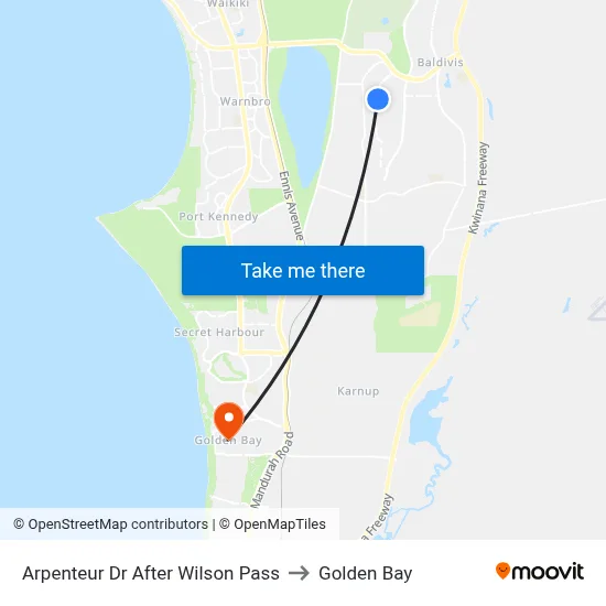 Arpenteur Dr After Wilson Pass to Golden Bay map