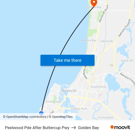 Peelwood Pde After Buttercup Pwy to Golden Bay map