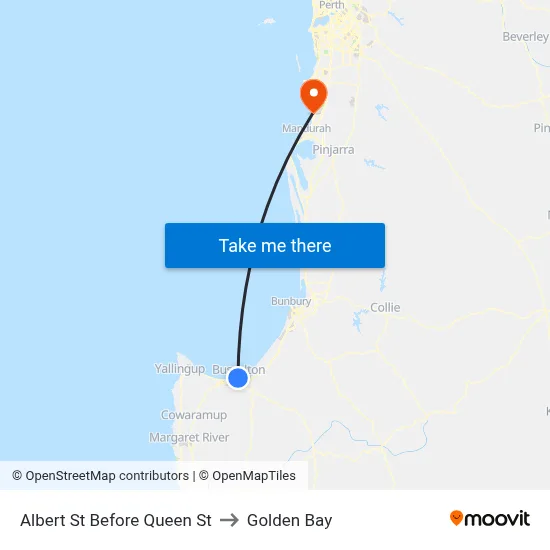 Albert St Before Queen St to Golden Bay map