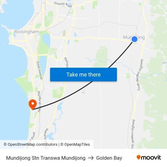 Mundijong Stn Transwa Mundijong to Golden Bay map