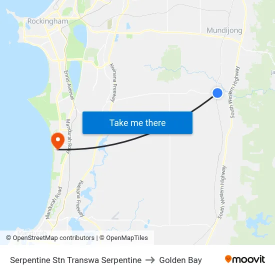 Serpentine Stn Transwa Serpentine to Golden Bay map
