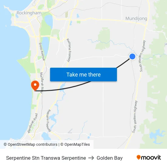 Serpentine Stn Transwa Serpentine to Golden Bay map