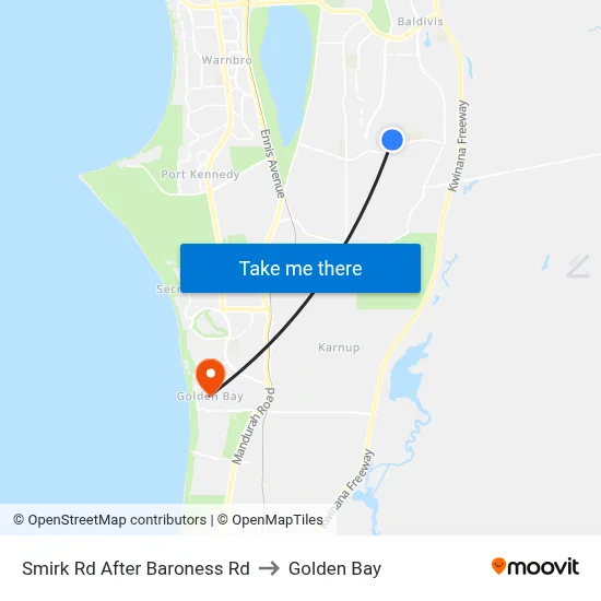 Smirk Rd After Baroness Rd to Golden Bay map