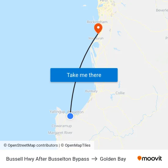 Bussell Hwy After Busselton Bypass to Golden Bay map