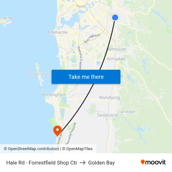 Hale Rd - Forrestfield Shop Ctr to Golden Bay map