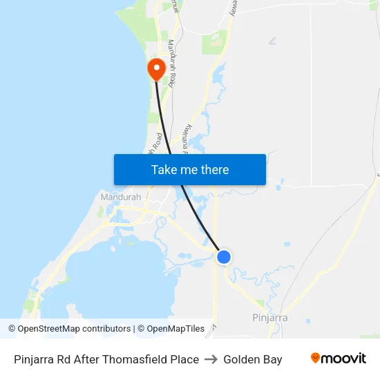 Pinjarra Rd After Thomasfield Pl to Golden Bay map