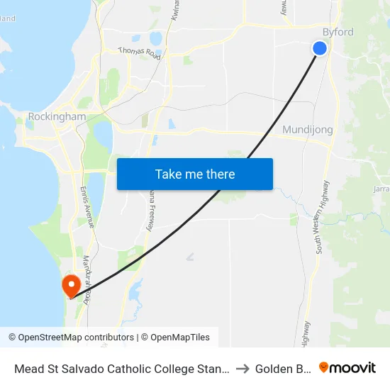 Mead St Salvado Catholic College Stand 2 to Golden Bay map
