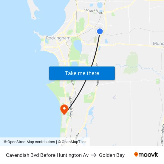 Cavendish Bvd Before Huntington Av to Golden Bay map