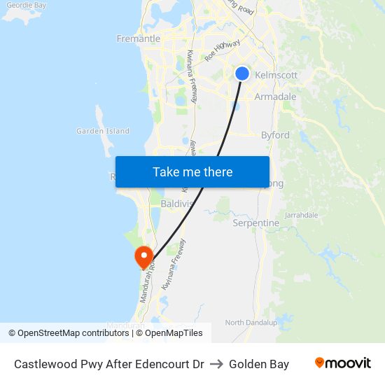 Castlewood Pwy After Edencourt Dr to Golden Bay map