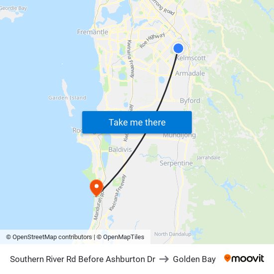 Southern River Rd Before Ashburton Dr to Golden Bay map