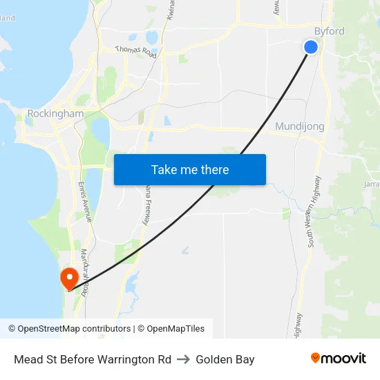 Mead St Before Warrington Rd to Golden Bay map