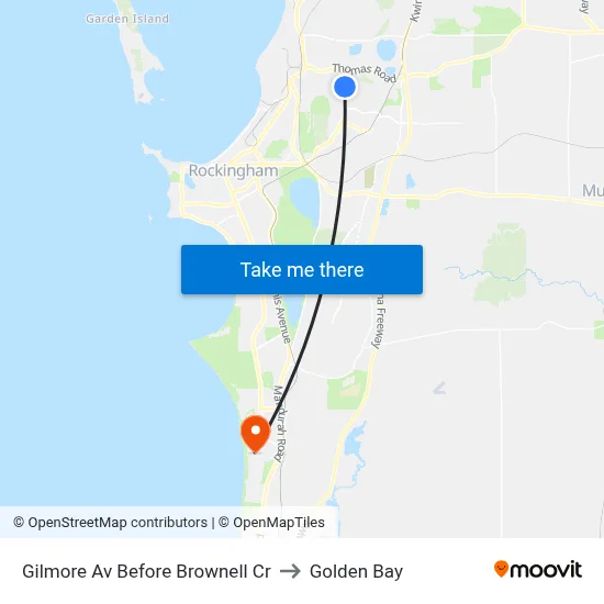 Gilmore Av Before Brownell Cr to Golden Bay map
