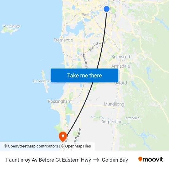 Fauntleroy Av Before Gt Eastern Hwy to Golden Bay map