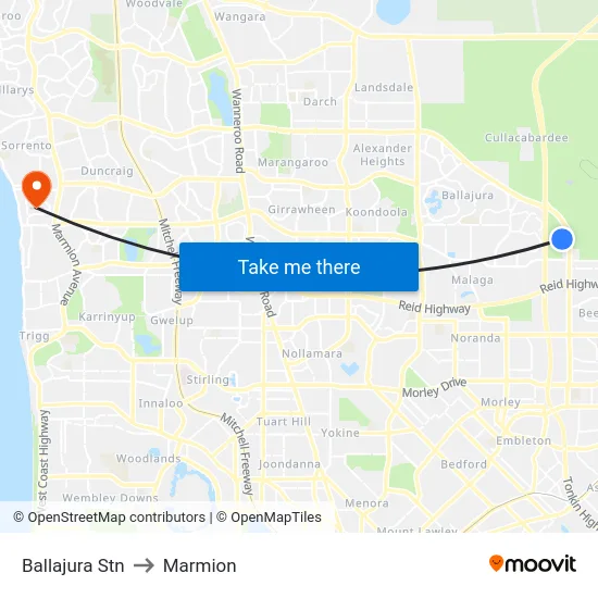 Ballajura Stn to Marmion map