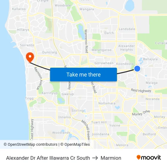 Alexander Dr After Illawarra Cr South to Marmion map