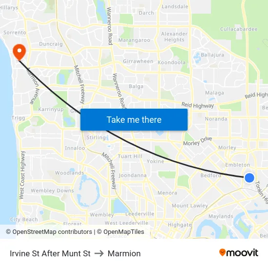 Irvine St After Munt St to Marmion map
