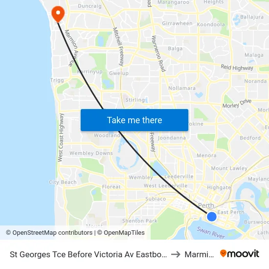 St Georges Tce Before Victoria Av Eastbound to Marmion map