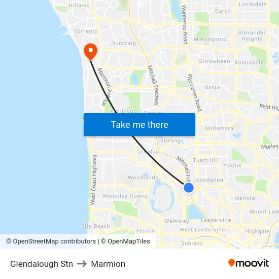 Glendalough Stn to Marmion map