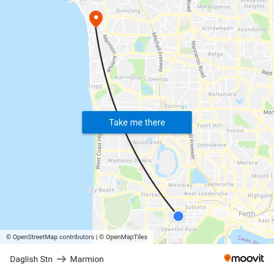 Daglish Stn to Marmion map