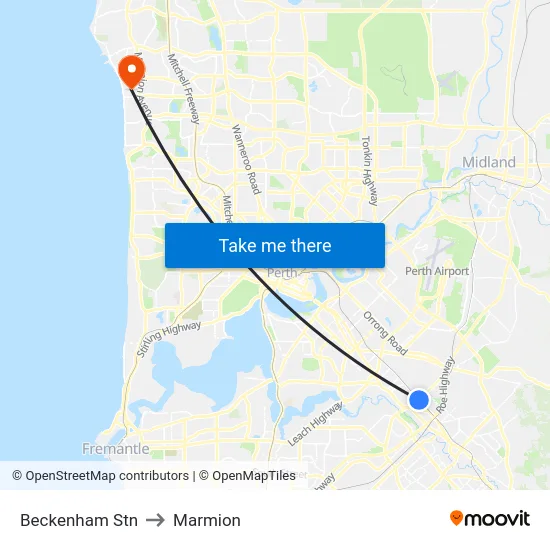 Beckenham Stn to Marmion map