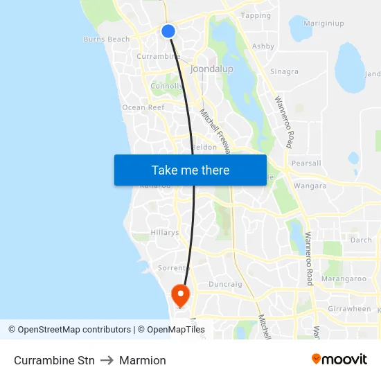 Currambine Stn to Marmion map