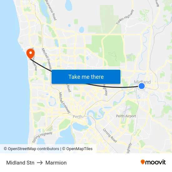 Midland Stn to Marmion map