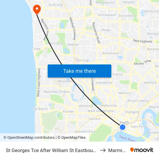 St Georges Tce After William St Eastbound to Marmion map