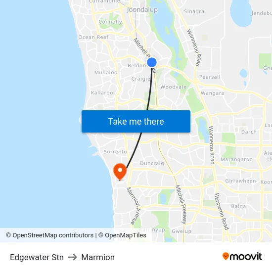 Edgewater Stn to Marmion map