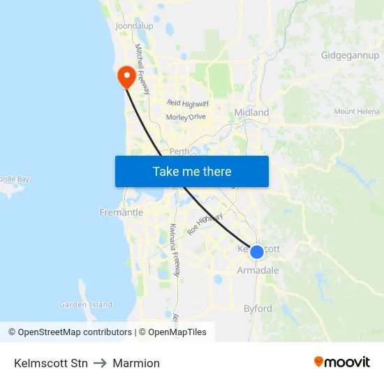 Kelmscott Stn to Marmion map