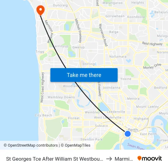 St Georges Tce After William St Westbound to Marmion map