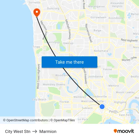 City West Stn to Marmion map