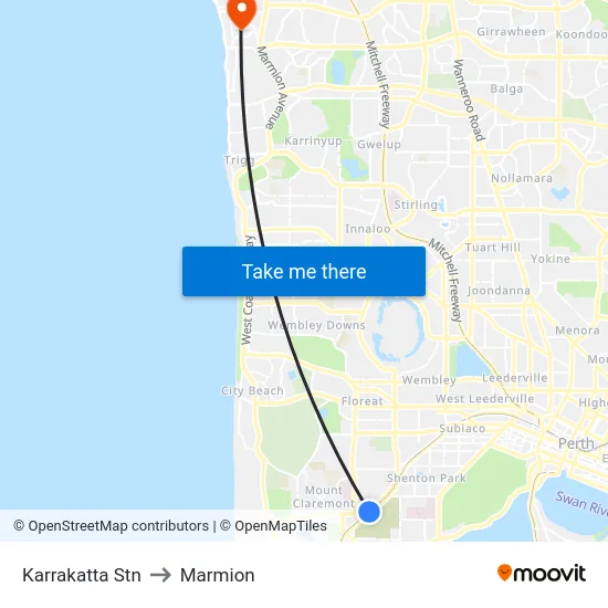 Karrakatta Stn to Marmion map