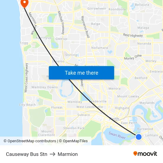 Causeway Bus Stn to Marmion map